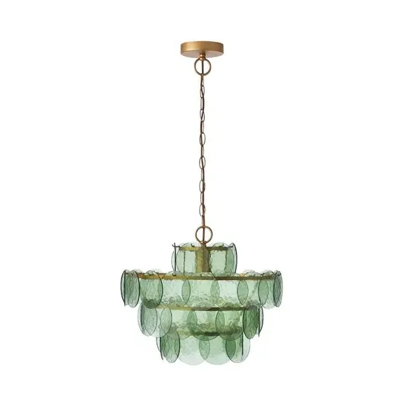 4-Tier Disc Pendant Light - Olive, Glass