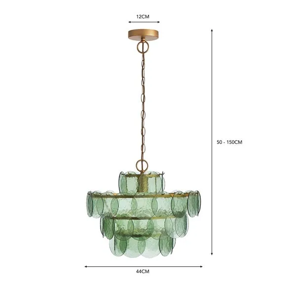 4-Tier Disc Pendant Light - Olive, Glass