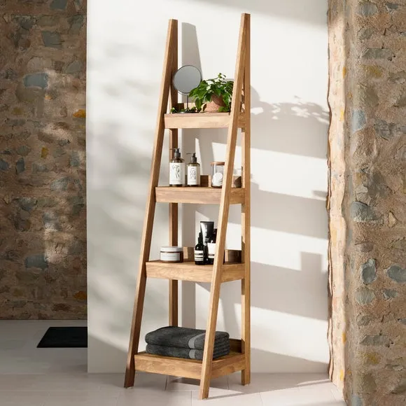 4-Tier Ladder Shelf - Mango Wood Effect