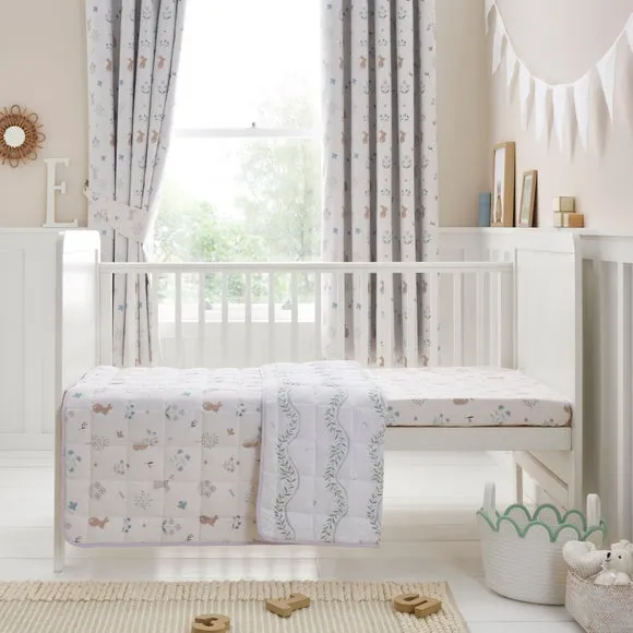 4 Tog Quilt with Bunny Print - White, Cotton image