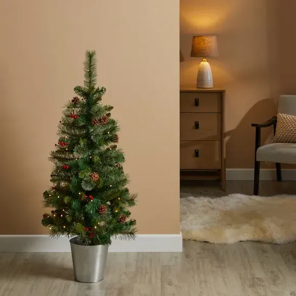 4ft Christmas Tree with Lights - Green, Pine image