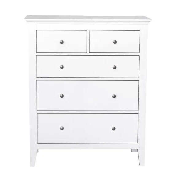 5-Drawer Chest with Metal Handles - White