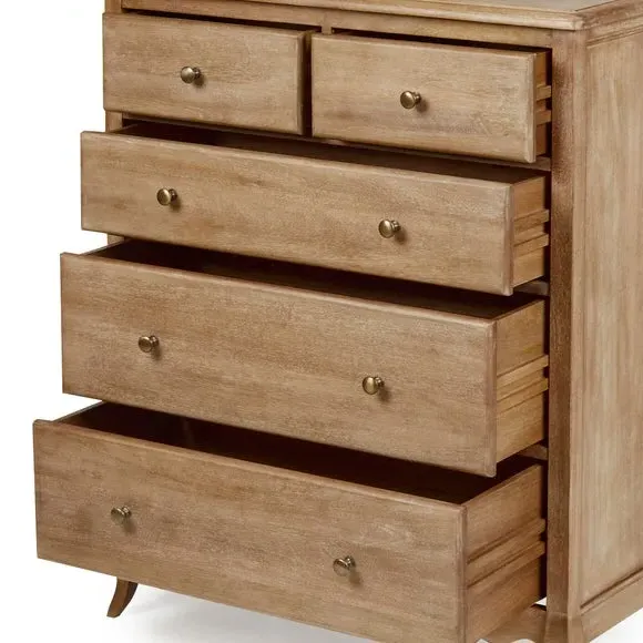5-Drawer Chest with Metal Handles - Wood, Mango