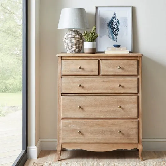 5-Drawer Chest with Metal Handles - Wood, Mango image