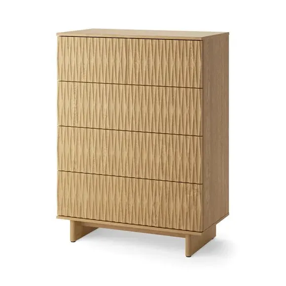 5-Drawer Chest with Push Open - Light Oak, Wood