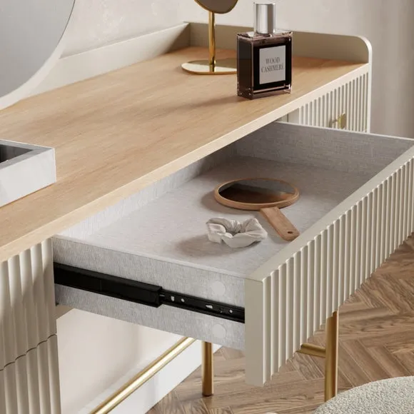 5-Drawer Dressing Table with Mirror - Natural, Oak