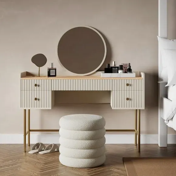 5-Drawer Dressing Table with Mirror - Natural, Oak