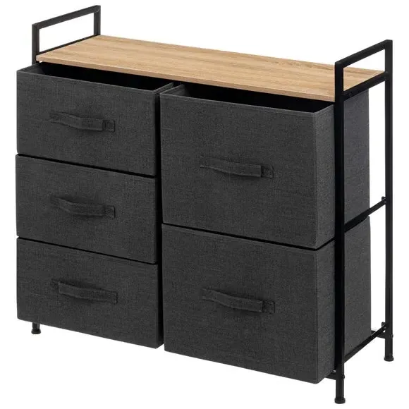 5-Drawer Storage Unit - White, Steel Frame
