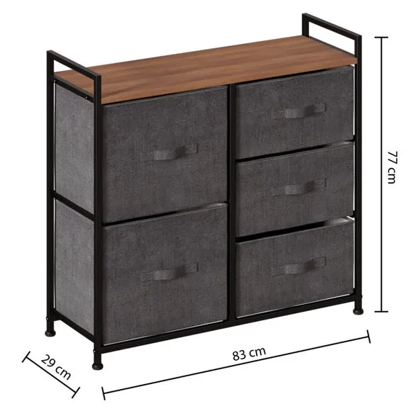 5-Drawer Storage Unit - White, Steel Frame