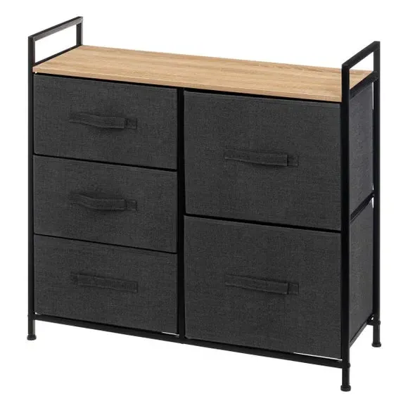 5-Drawer Storage Unit - White, Steel Frame image