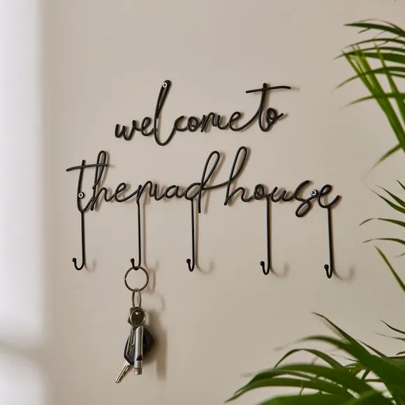 5-Hook Key Holder Wall Mount - Black, Wire image