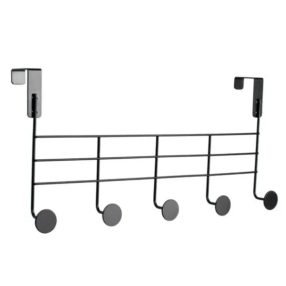 5-Hook Over Door Hanger - Black