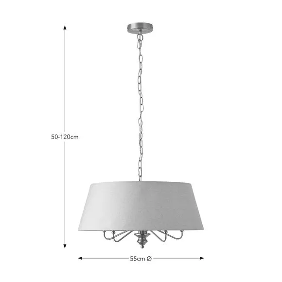 5 Light Adjustable Chandelier - Grey, Metal