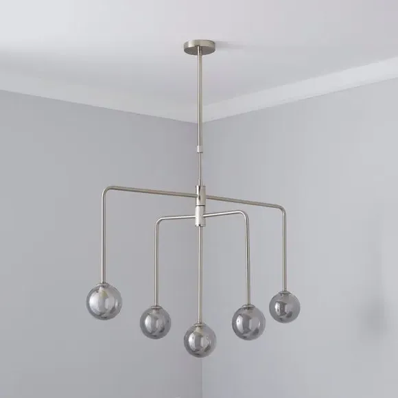 5-Light Ceiling Light with Glass Shades - Nickel