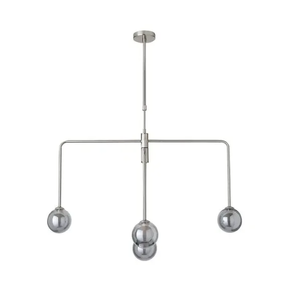 5-Light Ceiling Light with Glass Shades - Nickel