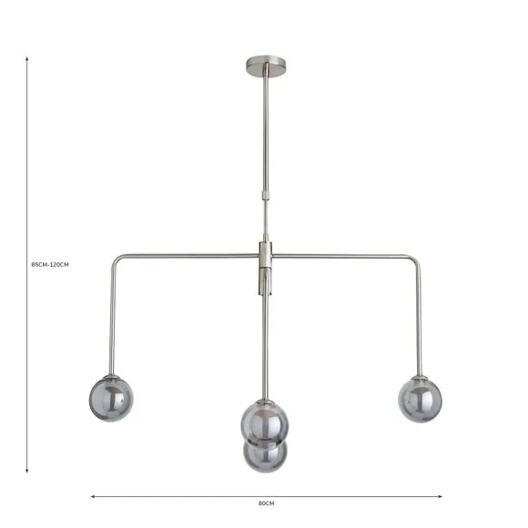 5-Light Ceiling Light with Glass Shades - Nickel