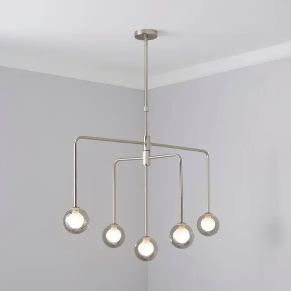 5-Light Ceiling Light with Glass Shades - Nickel image