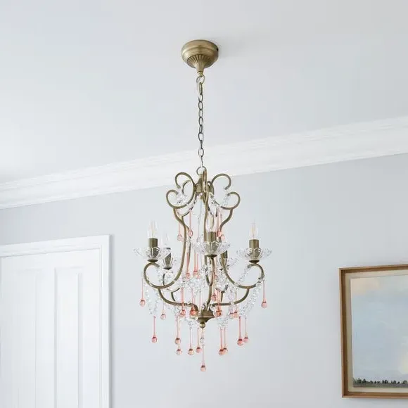 5-Light Chandelier with Crystal Detail - Gold