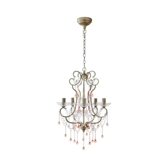 5-Light Chandelier with Crystal Detail - Gold