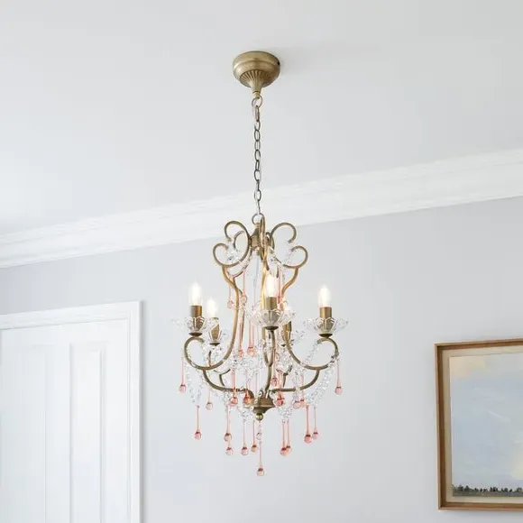 5-Light Chandelier with Crystal Detail - Gold image