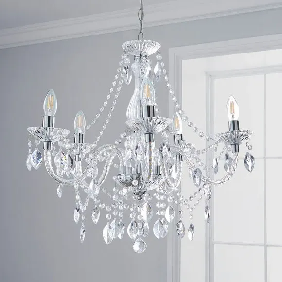 5-Light Chandelier with LED - Chrome, Metal