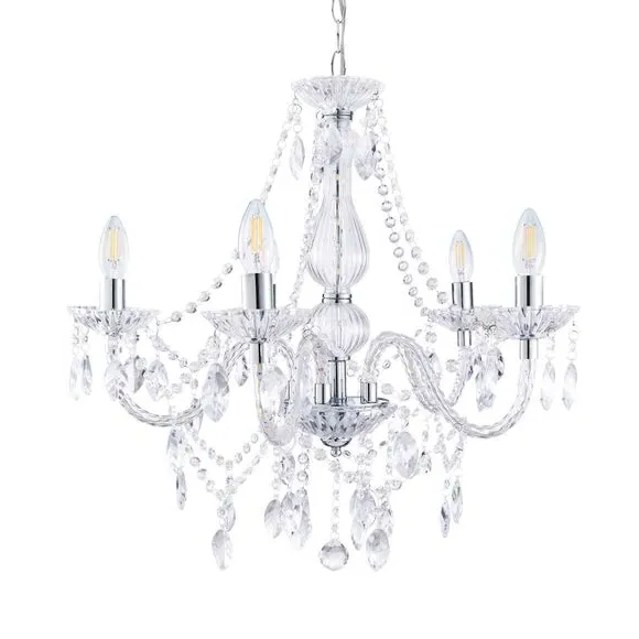 5-Light Chandelier with LED - Chrome, Metal