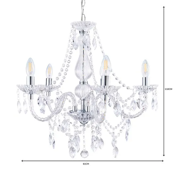 5-Light Chandelier with LED - Chrome, Metal