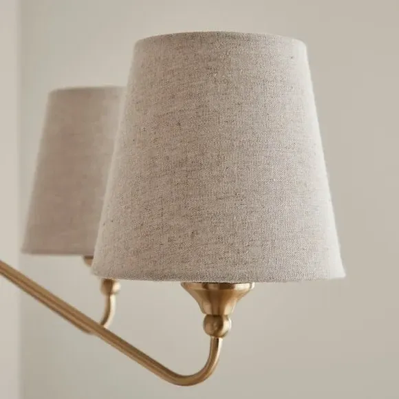 5-Light Chandelier with Linen Shades - Gold Metal