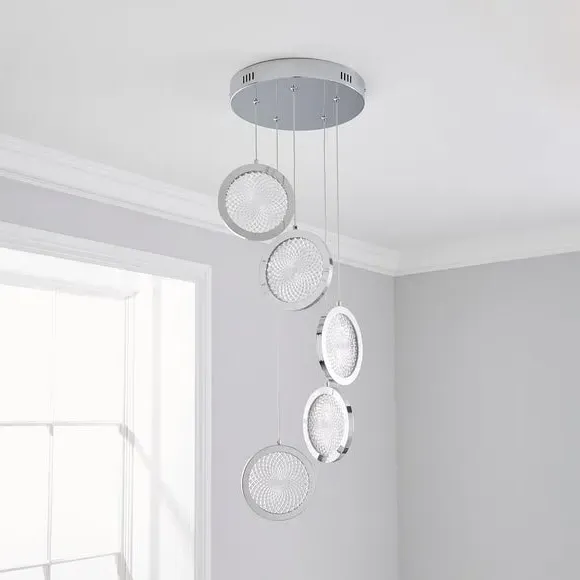 5-Light Cluster Ceiling Light - Silver, Chrome