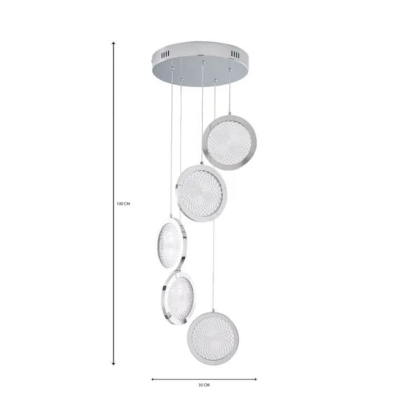 5-Light Cluster Ceiling Light - Silver, Chrome