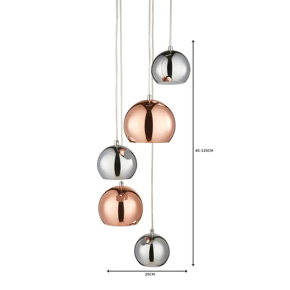 5-Light Cluster Ceiling Light - Silver, Steel