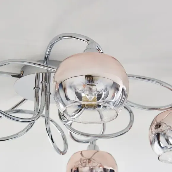 5-Light Flush Ceiling Light - Blush, Glass