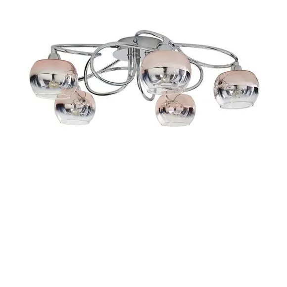 5-Light Flush Ceiling Light - Blush, Glass