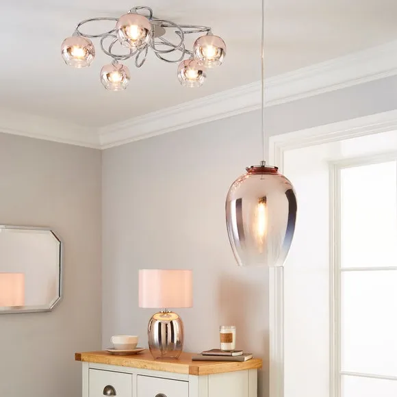 5-Light Flush Ceiling Light - Blush, Glass