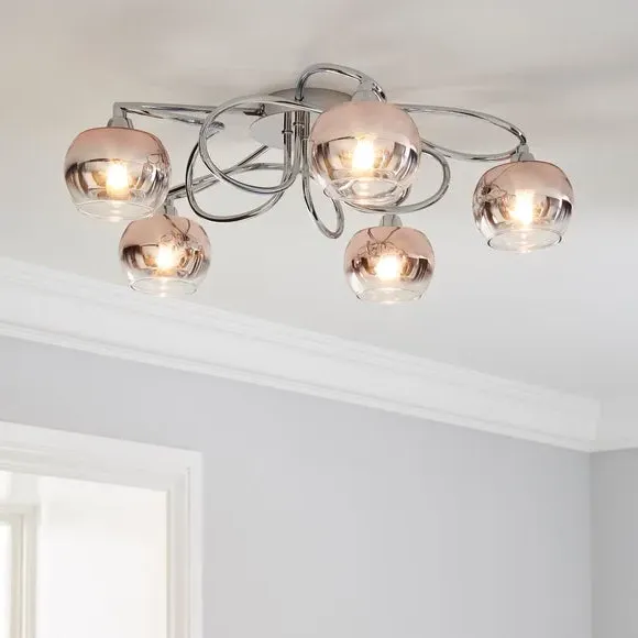 5-Light Flush Ceiling Light - Blush, Glass image