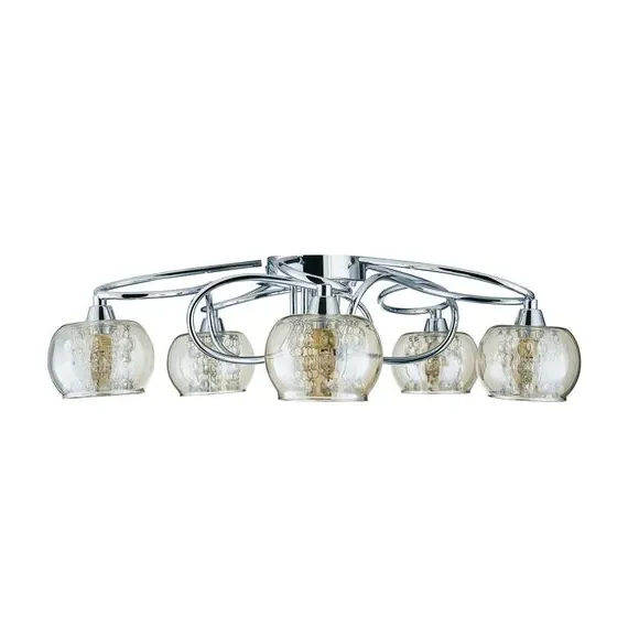 5-Light Flush Ceiling Light - Silver, Glass