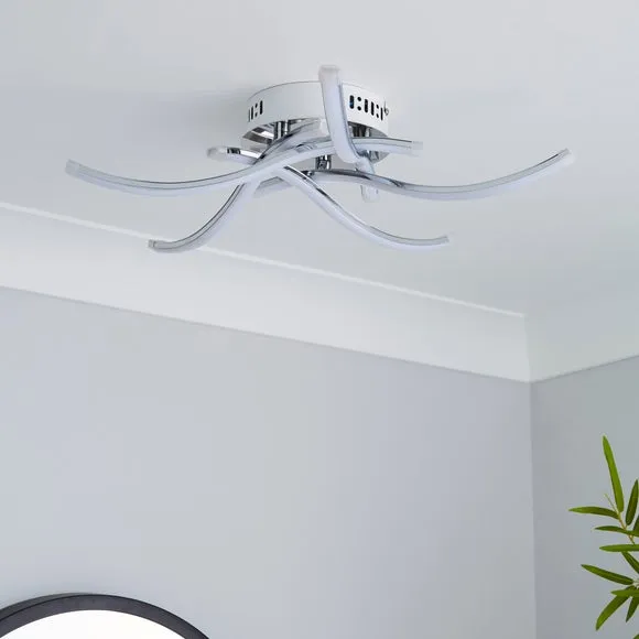 5-Light Flush Ceiling Light - Silver, Steel