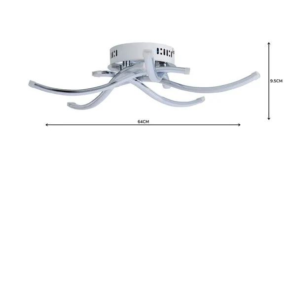 5-Light Flush Ceiling Light - Silver, Steel