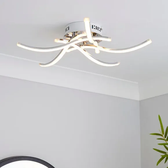 5-Light Flush Ceiling Light - Silver, Steel image