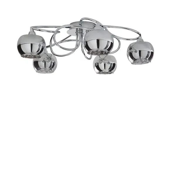 5-Light Flush Ceiling Light - Smoke, Glass