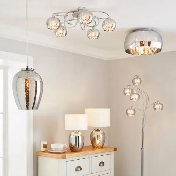 5-Light Flush Ceiling Light - Smoke, Glass