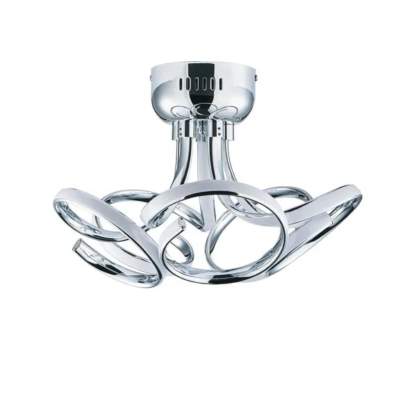 5 Light LED Semi Flush Ceiling Light - Silver