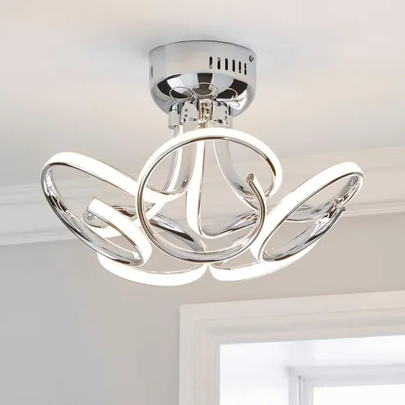 5 Light LED Semi Flush Ceiling Light - Silver