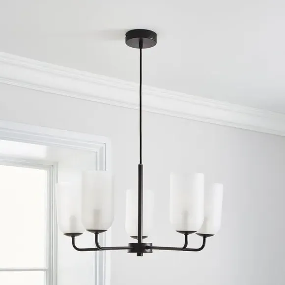 5-Light Semi Flush Ceiling Light - Black