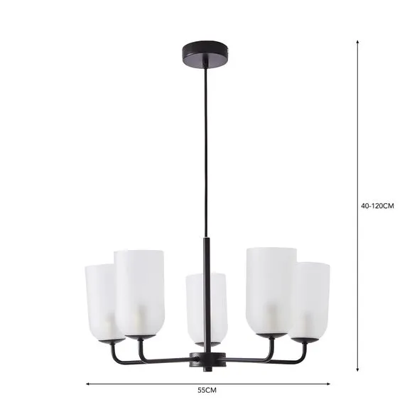 5-Light Semi Flush Ceiling Light - Black
