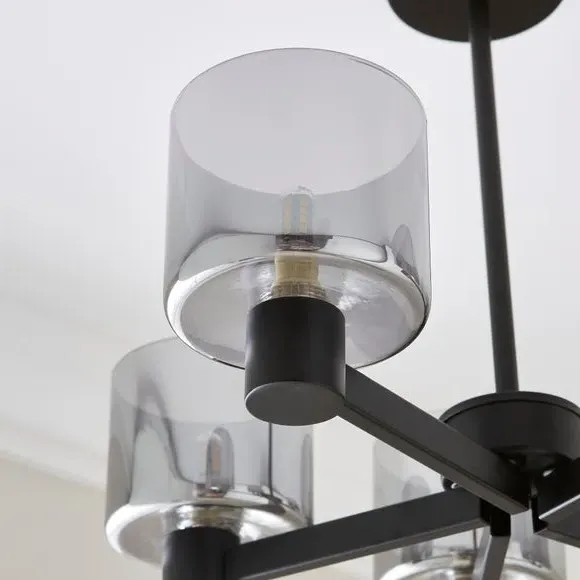 5-Light Semi Flush Ceiling Light - Black, Metal