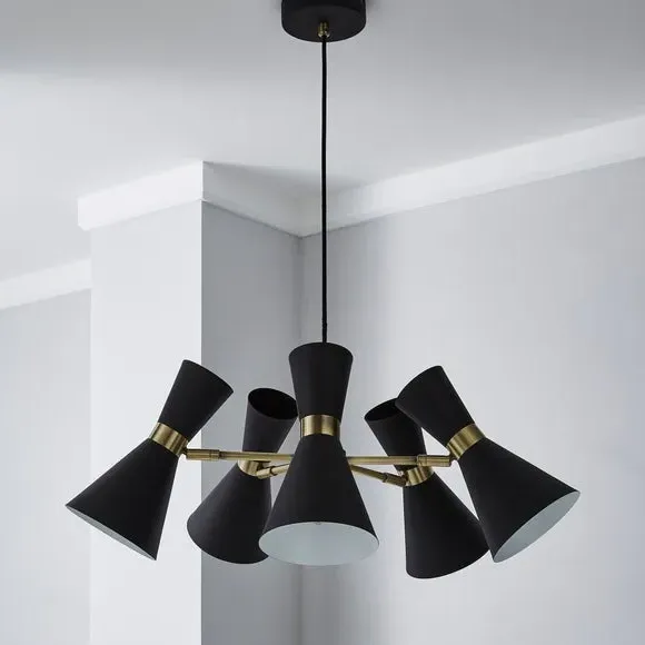 5-Light Semi Flush Ceiling Light - Black, Metal