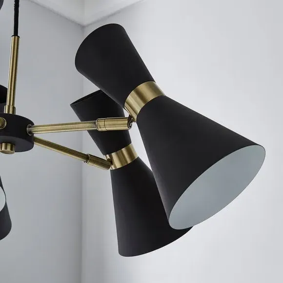 5-Light Semi Flush Ceiling Light - Black, Metal