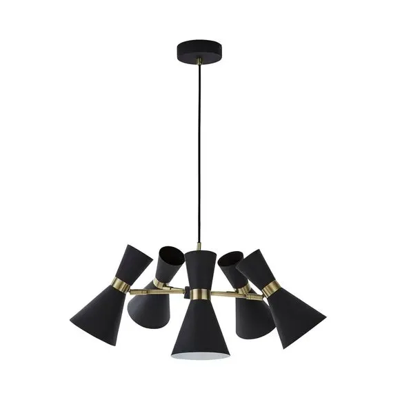 5-Light Semi Flush Ceiling Light - Black, Metal