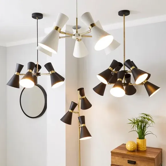 5-Light Semi Flush Ceiling Light - Black, Metal